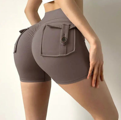POWQUE URBAN STYLE High Waist Scrunch Butt Biker Shorts - POWQUE URBAN STYLE