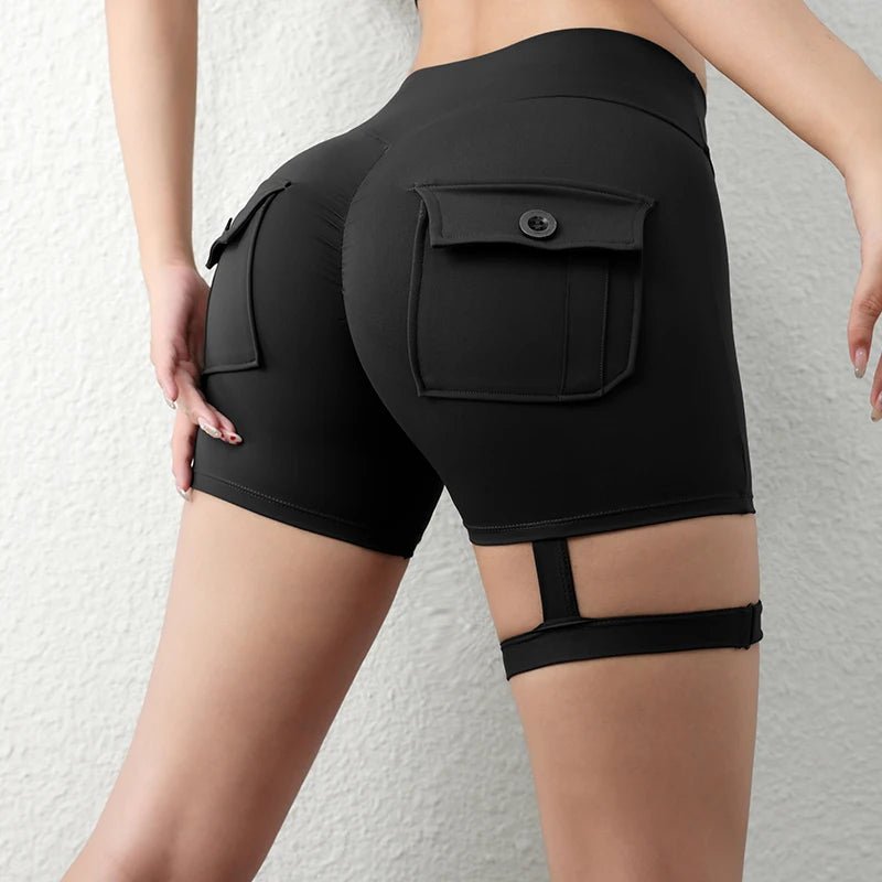 POWQUE URBAN STYLE High Waist Scrunch Butt Biker Shorts - POWQUE URBAN STYLE