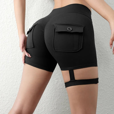 POWQUE URBAN STYLE High Waist Scrunch Butt Biker Shorts - POWQUE URBAN STYLE