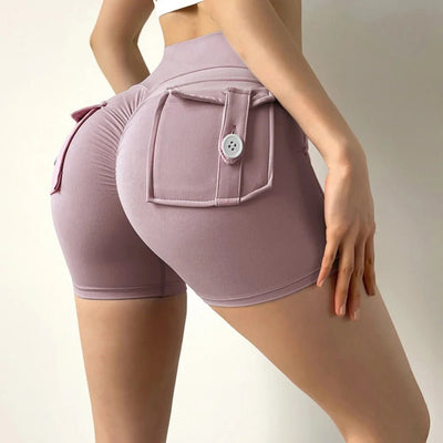 POWQUE URBAN STYLE High Waist Scrunch Butt Biker Shorts - POWQUE URBAN STYLE