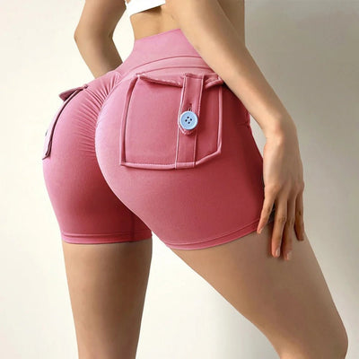 POWQUE URBAN STYLE High Waist Scrunch Butt Biker Shorts - POWQUE URBAN STYLE