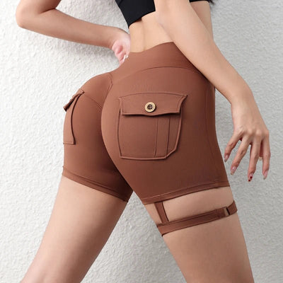 POWQUE URBAN STYLE High Waist Scrunch Butt Biker Shorts - POWQUE URBAN STYLE