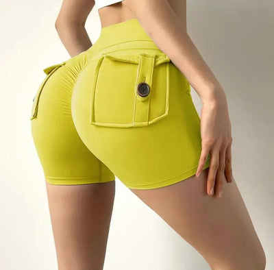 POWQUE URBAN STYLE High Waist Scrunch Butt Biker Shorts - POWQUE URBAN STYLE