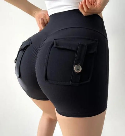 POWQUE URBAN STYLE High Waist Scrunch Butt Biker Shorts - POWQUE URBAN STYLE