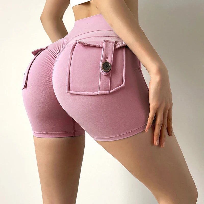 POWQUE URBAN STYLE High Waist Scrunch Butt Biker Shorts - POWQUE URBAN STYLE