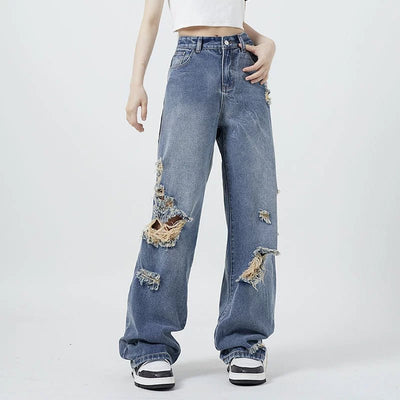 POWQUE URBAN STYLE High Waist Straight Leg Denim Jeans - POWQUE URBAN STYLE