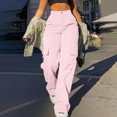 POWQUE URBAN STYLE High Waisted Wide Leg Chino Pants - POWQUE URBAN STYLE