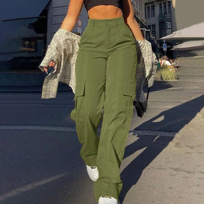 POWQUE URBAN STYLE High Waisted Wide Leg Chino Pants - POWQUE URBAN STYLE