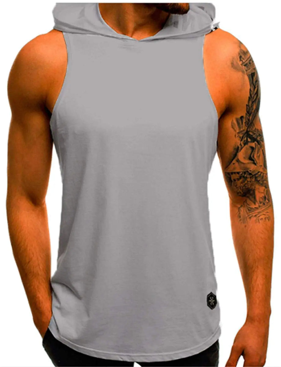 POWQUE URBAN STYLE Hooded Men's Biker Tank Top - POWQUE URBAN STYLE
