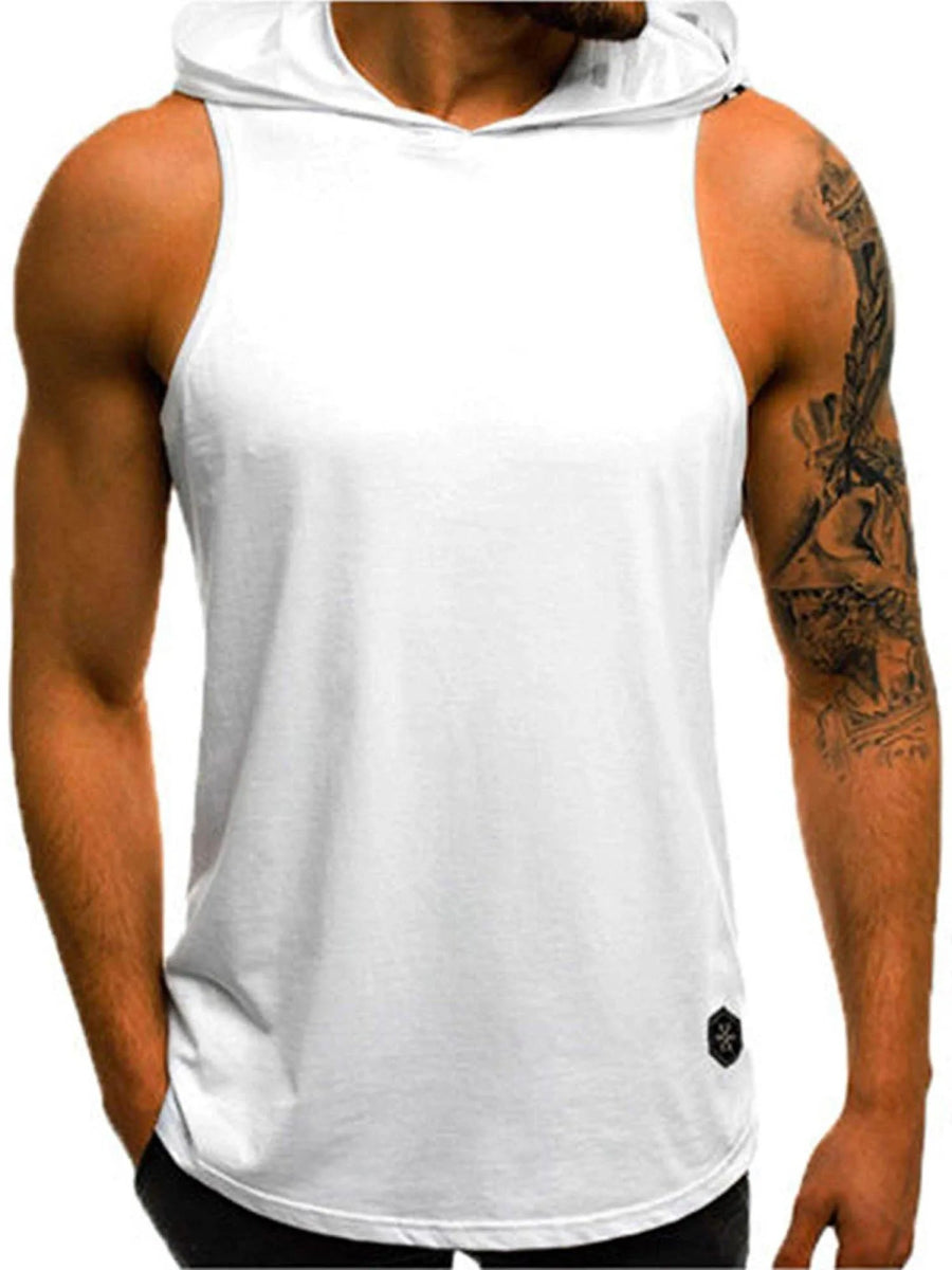 POWQUE URBAN STYLE Hooded Men's Biker Tank Top - POWQUE URBAN STYLE