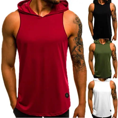 POWQUE URBAN STYLE Hooded Men's Biker Tank Top - POWQUE URBAN STYLE