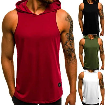 POWQUE URBAN STYLE Hooded Men's Biker Tank Top - POWQUE URBAN STYLE