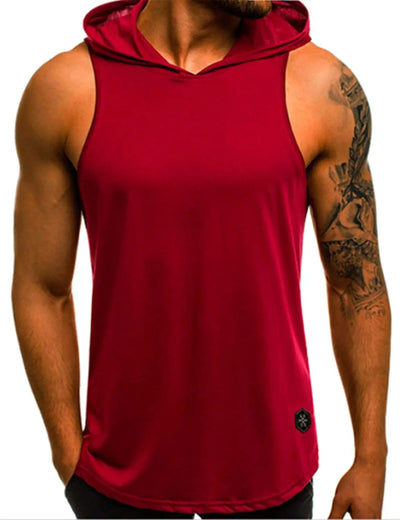 POWQUE URBAN STYLE Hooded Men's Biker Tank Top - POWQUE URBAN STYLE