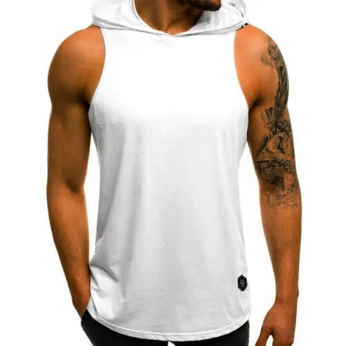 POWQUE URBAN STYLE Hooded Men's Biker Tank Top - POWQUE URBAN STYLE