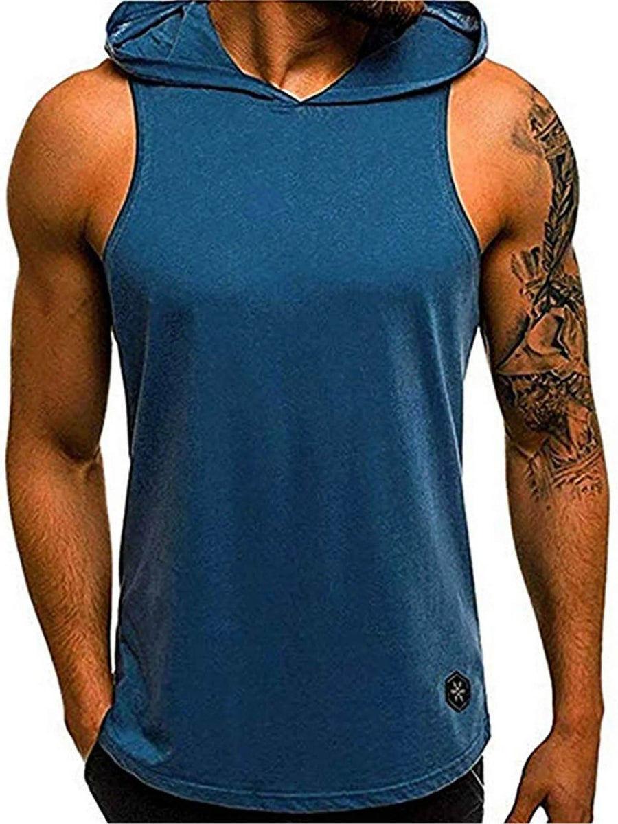 POWQUE URBAN STYLE Hooded Men's Biker Tank Top - POWQUE URBAN STYLE