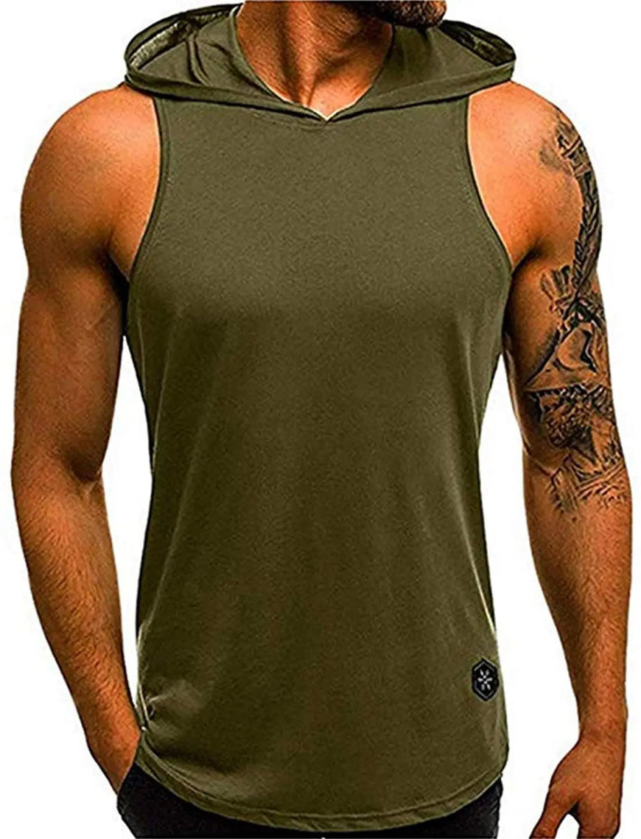 POWQUE URBAN STYLE Hooded Men's Biker Tank Top - POWQUE URBAN STYLE