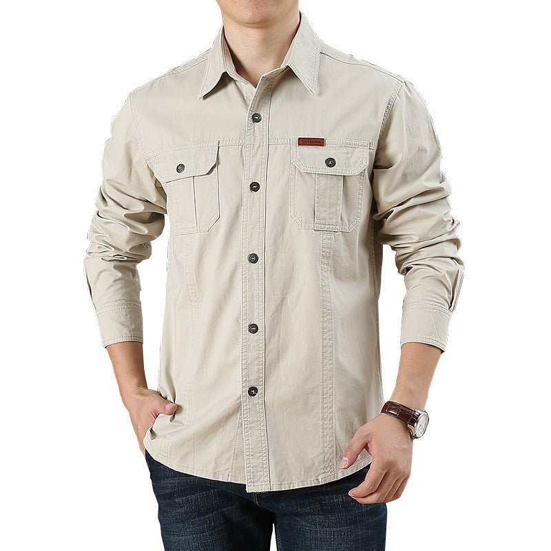 POWQUE URBAN STYLE Men's Casual Loose Fit Shirt Black - POWQUE URBAN STYLE
