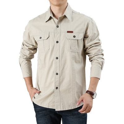 POWQUE URBAN STYLE Men's Casual Loose Fit Shirt Black - POWQUE URBAN STYLE