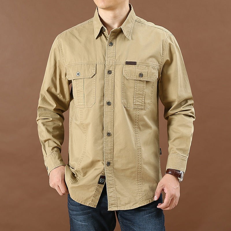 POWQUE URBAN STYLE Men's Casual Loose Fit Shirt Black - POWQUE URBAN STYLE