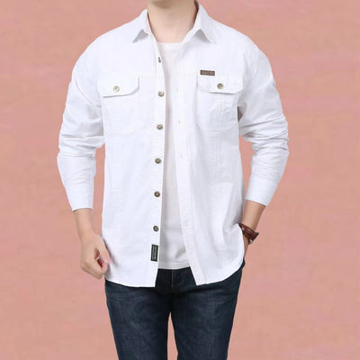 POWQUE URBAN STYLE Men's Casual Loose Fit Shirt Black - POWQUE URBAN STYLE