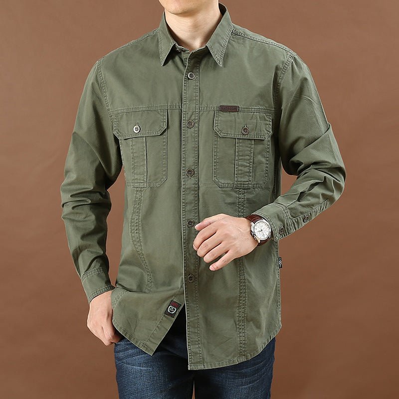 POWQUE URBAN STYLE Men's Casual Loose Fit Shirt Black - POWQUE URBAN STYLE