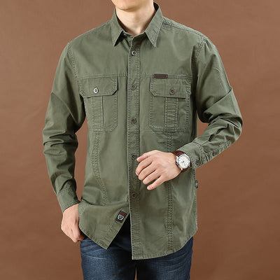 POWQUE URBAN STYLE Men's Casual Loose Fit Shirt Black - POWQUE URBAN STYLE