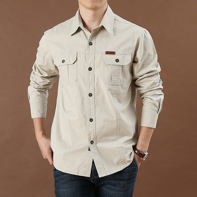 POWQUE URBAN STYLE Men's Casual Loose Fit Shirt Black - POWQUE URBAN STYLE
