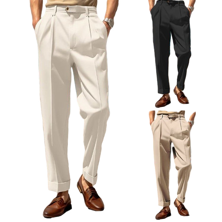 POWQUE URBAN STYLE Men's Casual Straight Suit Pants - POWQUE URBAN STYLE