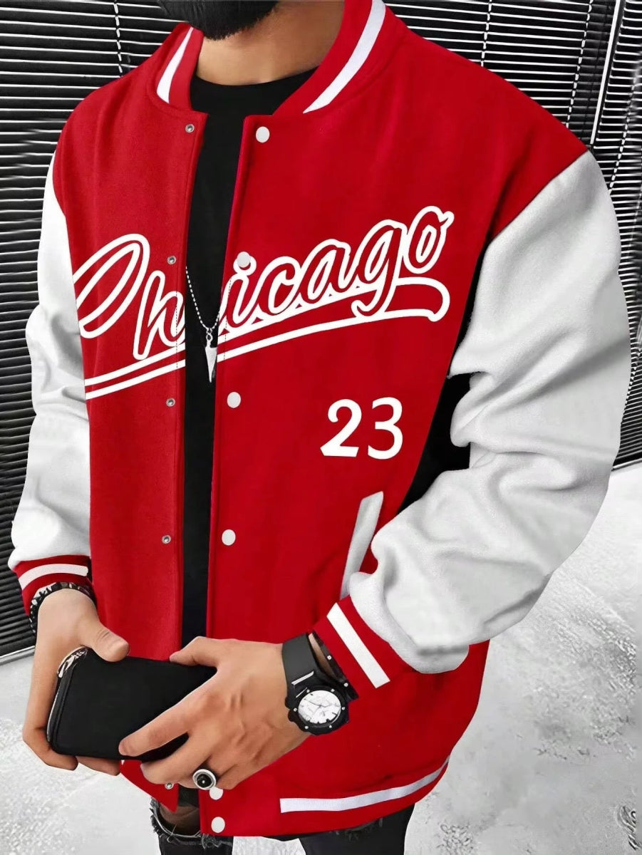 POWQUE URBAN STYLE Men's Color Block Baseball Jacket - POWQUE URBAN STYLE