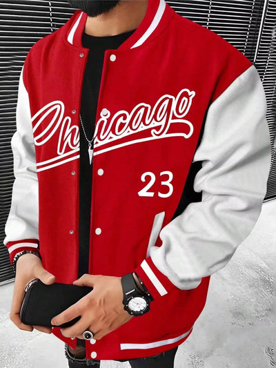 POWQUE URBAN STYLE Men's Color Block Baseball Jacket - POWQUE URBAN STYLE