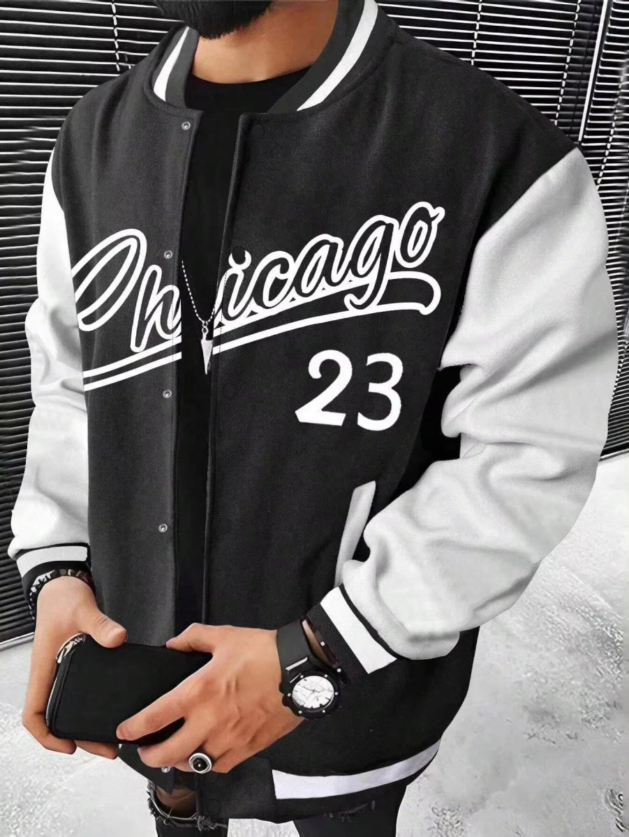 POWQUE URBAN STYLE Men's Color Block Baseball Jacket - POWQUE URBAN STYLE