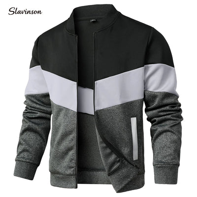 POWQUE URBAN STYLE Men's Color Block Bomber Jacket - POWQUE URBAN STYLE