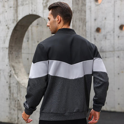 POWQUE URBAN STYLE Men's Color Block Bomber Jacket - POWQUE URBAN STYLE