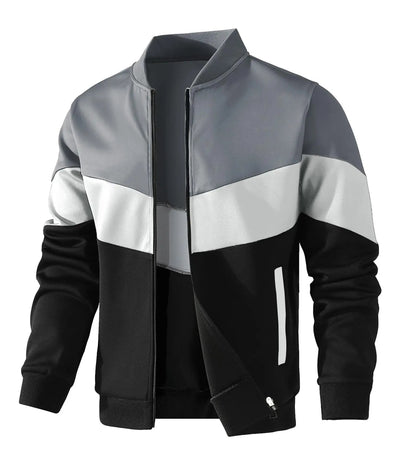 POWQUE URBAN STYLE Men's Color Block Bomber Jacket - POWQUE URBAN STYLE