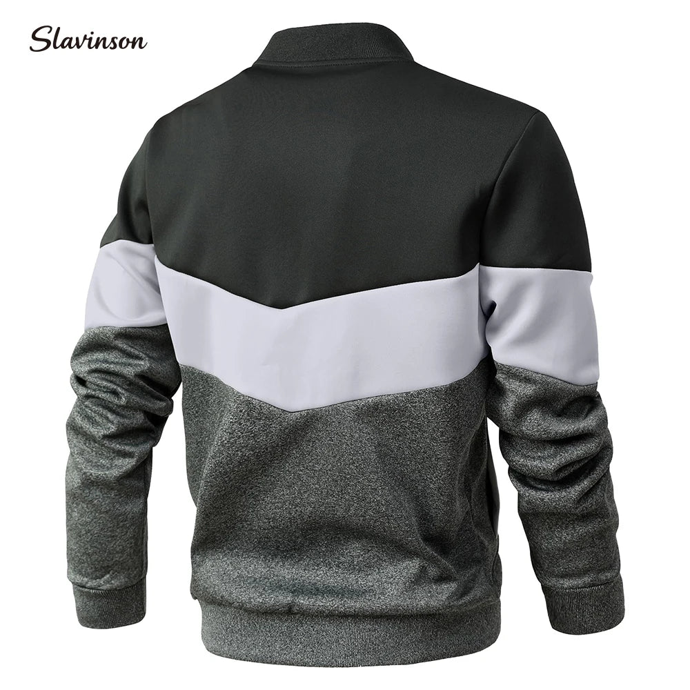 POWQUE URBAN STYLE Men's Color Block Bomber Jacket - POWQUE URBAN STYLE