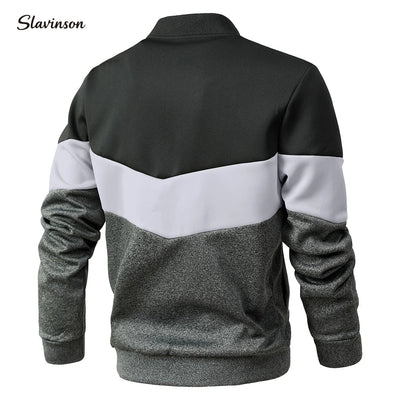 POWQUE URBAN STYLE Men's Color Block Bomber Jacket - POWQUE URBAN STYLE