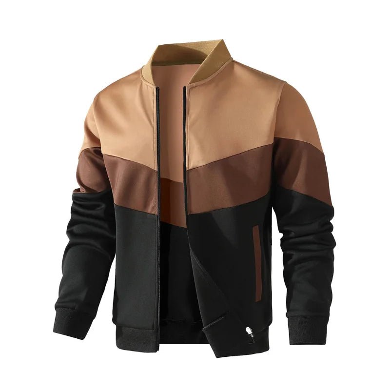 POWQUE URBAN STYLE Men's Color Block Bomber Jacket - POWQUE URBAN STYLE