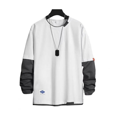 POWQUE URBAN STYLE Men's Color Block T-Shirt Layered Look - POWQUE URBAN STYLE