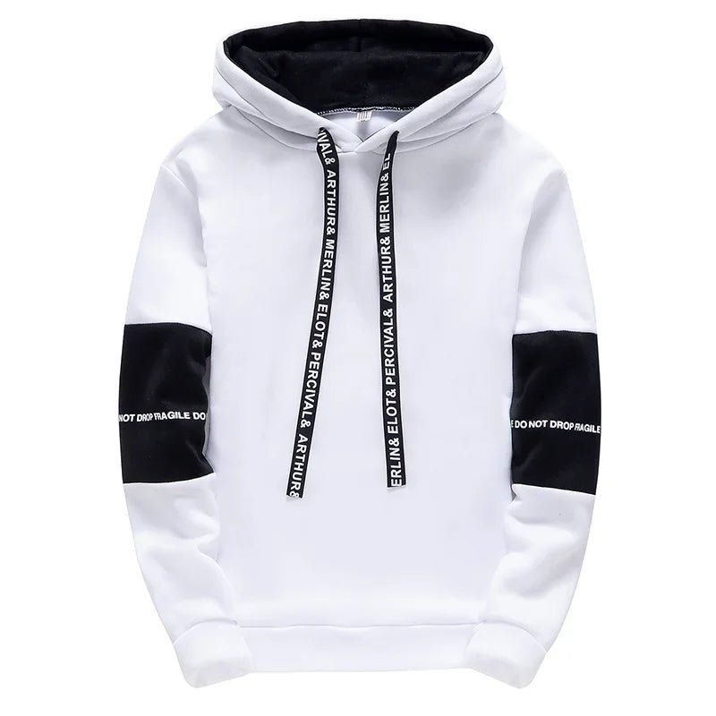 POWQUE URBAN STYLE Men's Hip Hop Hoodie Black White - POWQUE URBAN STYLE