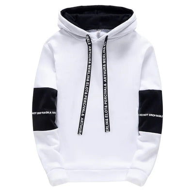 POWQUE URBAN STYLE Men's Hip Hop Hoodie Black White - POWQUE URBAN STYLE