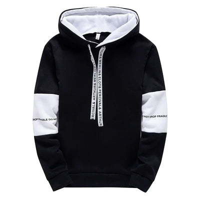POWQUE URBAN STYLE Men's Hip Hop Hoodie Black White - POWQUE URBAN STYLE
