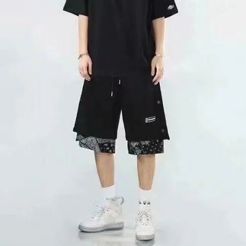 POWQUE URBAN STYLE Men's Punk Summer Shorts, Layered Design - POWQUE URBAN STYLE