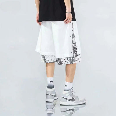POWQUE URBAN STYLE Men's Punk Summer Shorts, Layered Design - POWQUE URBAN STYLE