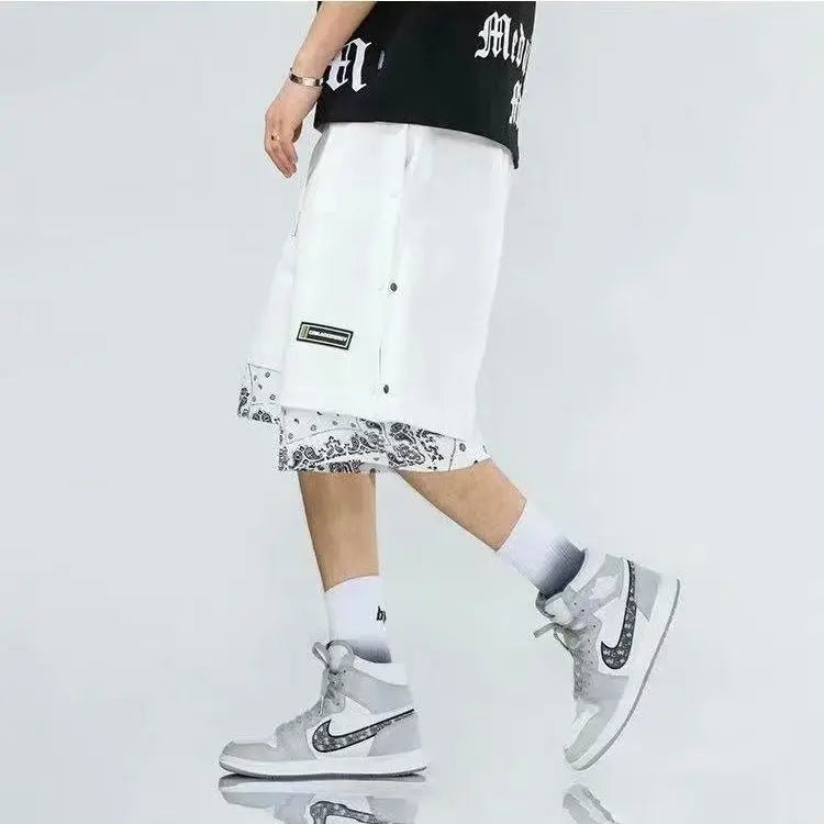 POWQUE URBAN STYLE Men's Punk Summer Shorts, Layered Design - POWQUE URBAN STYLE