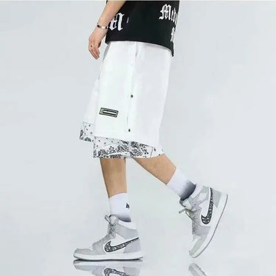 POWQUE URBAN STYLE Men's Punk Summer Shorts, Layered Design - POWQUE URBAN STYLE