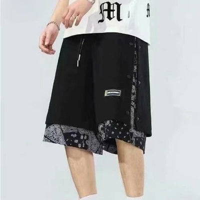 POWQUE URBAN STYLE Men's Punk Summer Shorts, Layered Design - POWQUE URBAN STYLE