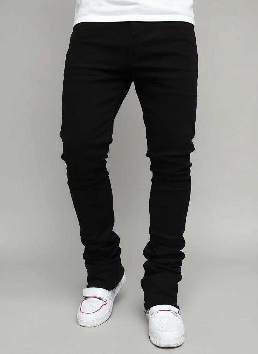 POWQUE URBAN STYLE Men's Slim Fit Stretch Jeans Black - POWQUE URBAN STYLE