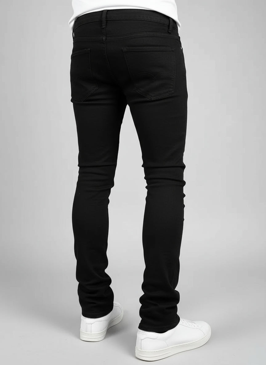 POWQUE URBAN STYLE Men's Slim Fit Stretch Jeans Black - POWQUE URBAN STYLE