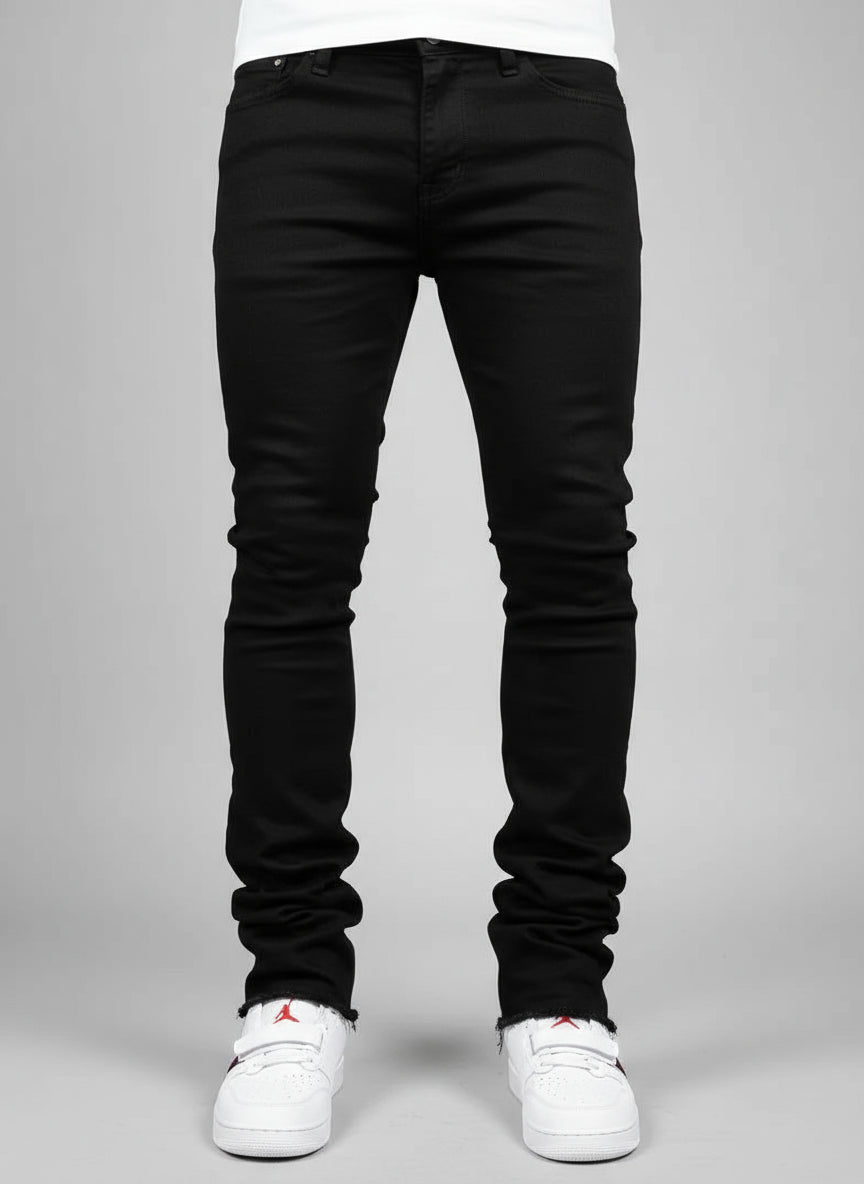 POWQUE URBAN STYLE Men's Slim Fit Stretch Jeans Black - POWQUE URBAN STYLE
