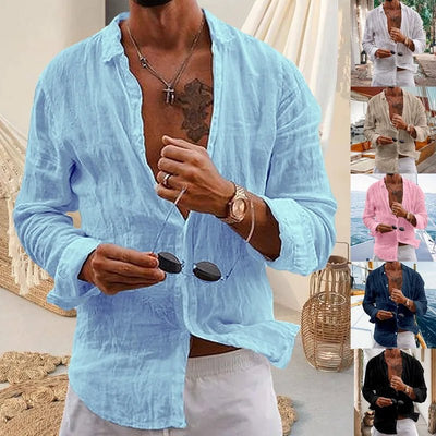 POWQUE URBAN STYLE Men's Striped Cotton Casual Shirt - POWQUE URBAN STYLE